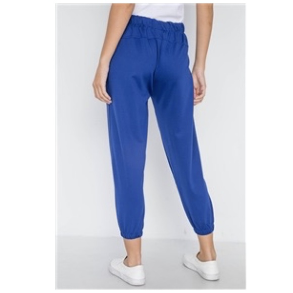 Blue & White Sporty Mid-Rise Joggers Pants L/XL - Picture 4 of 13